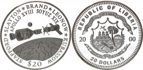 Liberia 20 Dollars 2000
KM# 591; Silver., Proof; Soyuz XIX