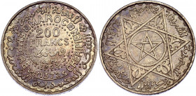 Morocco 200 Francs 1953 AH 1372
Y# 53; Silver; Mohammed V; UNC