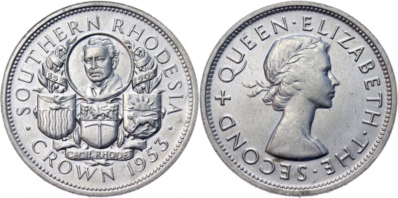 Southern Rhodesia 1 Crown 1953
KM# 27; Silver 28.28g.; Elizabeth II; Birth of C...