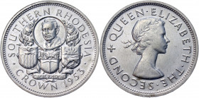 Southern Rhodesia 1 Crown 1953
KM# 27; Silver 28.28g.; Elizabeth II; Birth of Cecil Rhodes Centennial; UNC