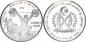 Sahrawi Arab Democratic Republic 1000 Pesetas 1998
KM# 55; Silver, Proof; Sydney Olympics - Weight lifter