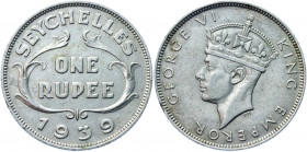 Seychelles 1 Rupee 1939
KM# 4; Silver 11.56 g.; AUNC