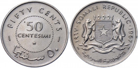 Somalia 50 Centesimi 1967
KM# 8; Copper-Nickel 3.74 g.; UNC