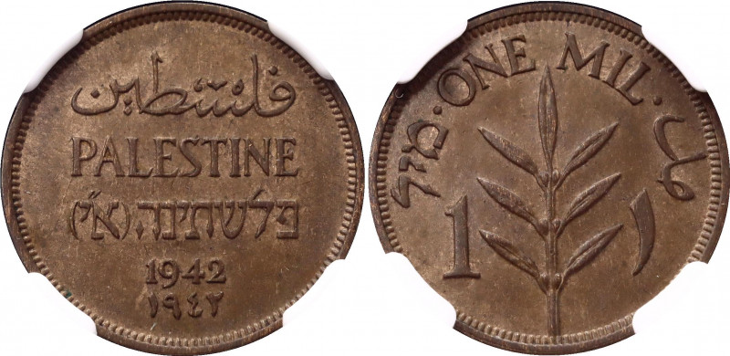 Palestine 1 Mil 1942 NGC MS 63 BN
KM# 1; Bronze