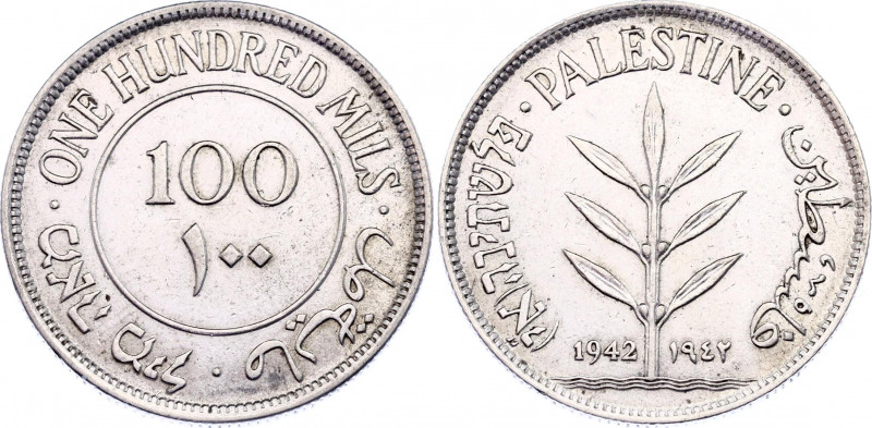 Palestine 100 Mils 1942
KM# 7; Silver; XF