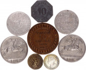 World Lot of 8 Coins 1892 - 1952
With Silver; Various Countries, Dates & Denominations