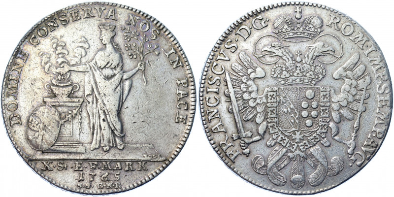 German States Nurnberg 1 Taler 1765 SS-GNR
KM# 347; Dav. 2490; Silver 27.76 g.;...