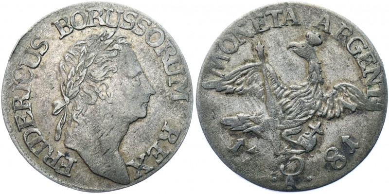 German States Prussia 3 Gröscher 1781 A
KM# 337; Olding# 241; Silver 1.60 g.; F...