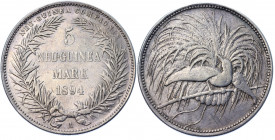 German New Guinea 5 Mark 1894
KM# 7; J. 707; Silver 27.62 g.; VF