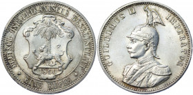 German East Africa 1 Rupie 1890
KM# 2; J. 713; Silver 5.83 g.; Wilhelm II; UNC Luster