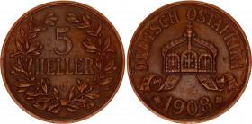 German East Africa 5 Heller 1908 J
KM# 11; Wilhelm II
