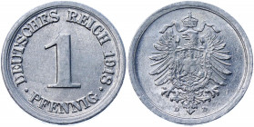 Germany - Empire 1 Pfennig 1918 D Rare
KM# 24; AKS# 22; J. 300; Aluminum 0.77 g.; Wilhelm II; Mint: Munich; AUNC