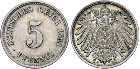 Germany - Empire 5 Pfennig 1898 D
KM# 11; AKS# 16; J. 12; Copper-Nickel 2.50 g.; Wilhelm II; Mint: Munich; AUNC