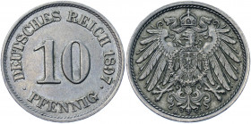 Germany - Empire 10 Pfennig 1897 A
KM# 12; AKS# 12; J. 13; Copper-Nickel 3.97 g.; Wilhelm II; Mint: Berlin; AUNC