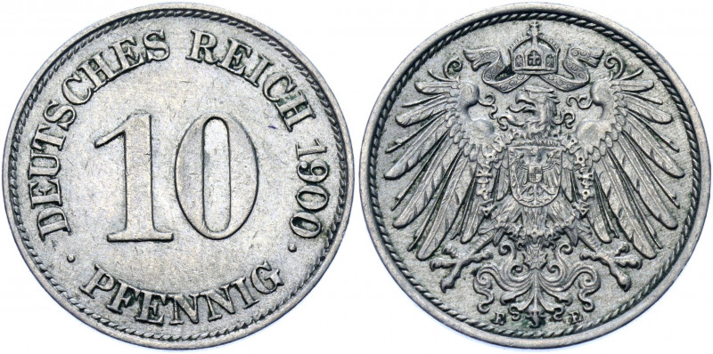 Germany - Empire 10 Pfennig 1900 E
KM# 12; AKS# 12; J. 13; Copper-Nickel 3.90 g...