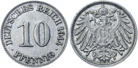 Germany - Empire 10 Pfennig 1914 D
KM# 12; AKS# 12; J. 13; Copper-Nickel 4.01 g.; Wilhelm II; Mint: Munich; AUNC