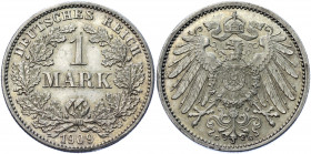 Germany - Empire 1 Mark 1909 G
KM# 14; AKS# 2; J. 17; Silver 5.49 g.; Wilhelm II; Mint: Karlsruhe; UNC