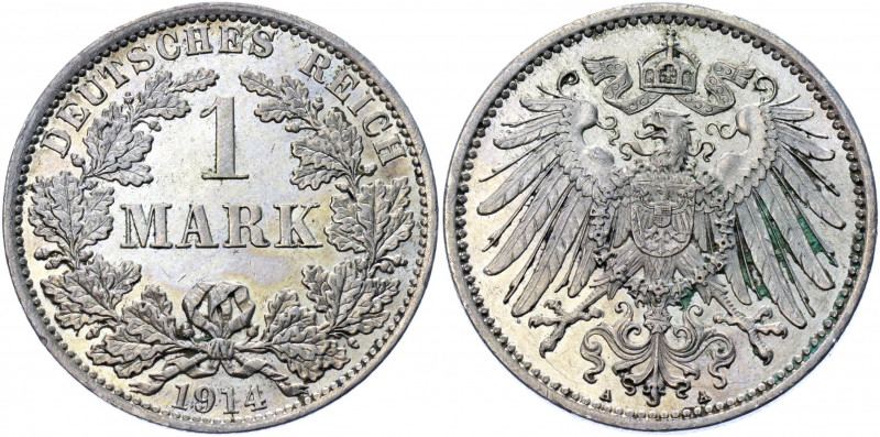 Germany - Empire 1 Mark 1914 A
KM# 14; AKS# 2; J. 17; Silver 5.53 g.; Wilhelm I...