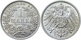 Germany - Empire 1 Mark 1914 A
KM# 14; AKS# 2; J. 17; Silver 5.53 g.; Wilhelm II; Mint: Berlin; UNC Luster