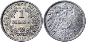 Germany - Empire 1 Mark 1914 D
KM# 14; AKS# 2; J. 17; Silver 5.53 g.; Wilhelm II; Mint: Munich; UNC Luster