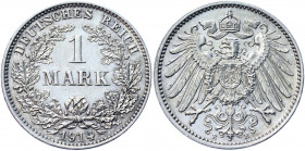 Germany - Empire 1 Mark 1914 E
KM# 14; AKS# 2; J. 17; Silver 5.56 g.; Wilhelm II; Mint: Muldenhütten; UNC Proof
