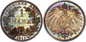 Germany - Empire 1 Mark 1915 A
KM# 14; Silver; Wilhelm II; UNC with amazing toning