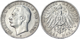 Germany - Empire Baden 3 Mark 1909 G
KM# 280; J. 39; Silver 16.58 g.; Friedrich II; Mint: Stuttgard; XF-AUNC
