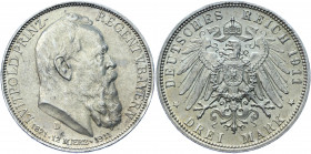 Germany - Empire Bavaria 3 Mark 1911 D Commemorative Issue
KM# 998; J. 49; Silver 16.61 g.; Otto; 90th Birthday of Prince Regent Luitpold; Mint: Muni...