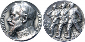 Germany - Empire Bavaria Silver Medal "Ludwig III von Bayern" 1915
Zetzmann 2147; Silver 18.19 g., 33 mm; by Eue/Ball; Obv: Half-length portrait of K...