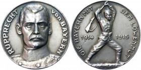 Germany - Empire Bavaria Silver Medal "Rupprecht von Bayern" 1915
Zetzmann 2112; Silver 17.07 g., 34 mm; by Eue/Ball; Obv: Half-length portrait from ...