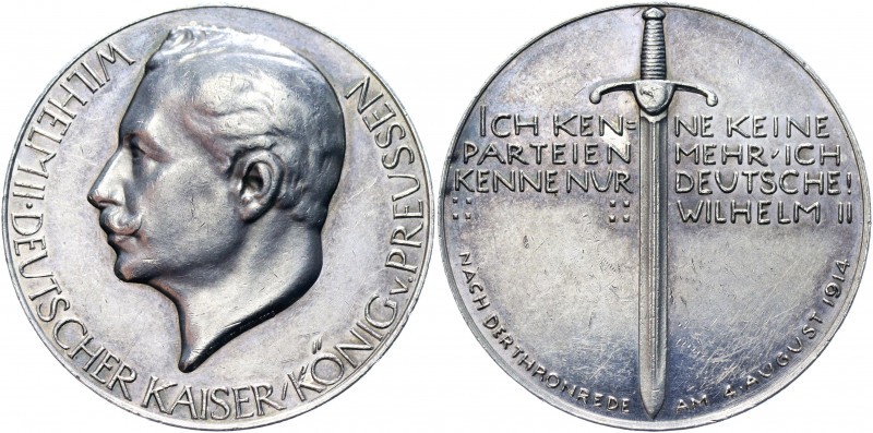 Germany - Empire Brandenburg-Prussia Silver Medal "The Outbreak of WW I and the ...