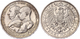 Germany - Empire Mecklenburg-Schwerin 3 Mark 1915 A
KM# 340; Silver; 100th Anniversary of the Grand Duchy of Mecklenburg-Schwerin; Friedrich Franz IV...