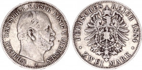 Germany - Empire Prussia 2 Mark 1884 A
KM# 506; Silver; Wilhelm I; VF