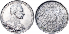 Germany - Empire Prussia 2 Mark 1913 A Commemorative Issue
KM# 533; J. 111; Silver 11.11 g.; Wilhelm II; 25th Anniversary of the Reign of King Wilhel...