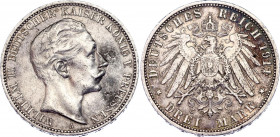 Germany - Empire Prussia 3 Mark 1911 A
KM# 527; Silver; Wilhelm II; XF