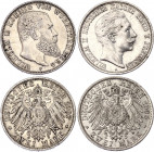 Germany - Empire Prussia & Wurttemberg 2 Mark 1905 A & 1907 F
Silver
