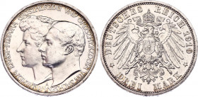 Germany - Empire Saxe-Weimar-Eisenach 3 Mark 1910 A Commemorative Issue
KM# 221; Silver; Wilhelm Ernst; Duke's Marriage; UNC
