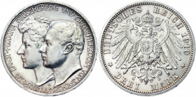 Germany - Empire Saxe-Weimar-Eisenach 3 Mark 1910 A Commemorative Issue
KM# 221; J. 162; Silver 16.68 g.; Wilhelm Ernst; Grand Duke's 2nd Marriage; M...