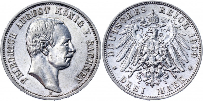 Germany - Empire Saxony-Albertine 3 Mark 1909 E
KM# 1267; J. 135; Silver 16.60 ...