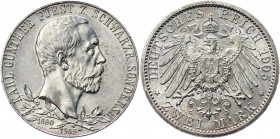 Germany - Empire Schwarzburg-Sondershausen 2 Mark 1905 Commemorative Issue
KM# 153; J. 169a; Silver 11.10 g.; Thin Rim; Karl Günther; 25th Anniversar...