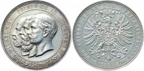 Germany - Empire Silver Medal "Wilhelm I, Friedrich III & Wilhelm II" 1888
Silver 15.73 g., 34 mm; In Memory of the three Emperor Year; Obv: Heads le...