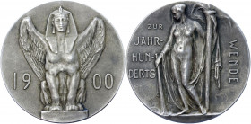 Germany - Empire Silver Medal "At the Turn of the Century" 1900
Heidemann 855; Silver 28.10 g., 39 mm; by Starck/Oertel; Obv: Female person with a bu...