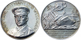 Germany - Empire Silver Medal "Captain Lieutenant Otto Weddigen" 1915
Zetzmann 4003; Silver 18.42 g., 34 mm; by M. Ziegler; The Victories and U-boat ...