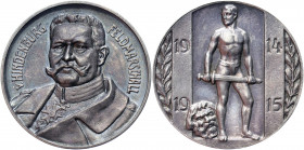 Germany - Empire Silver Medal "Feldmarschall v. Hindenburg" 1915
Silver 16.83 g., 33 mm; Obv: Hindenburg Feldmarschall / 2nd year of the World War; U...