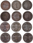 Germany - Weimar Republic 6 x 1 Reichspfennig 1924 - 1925
KM# 37; AKS# 57; J. 313; Bronze; Mints: F, G, A, G, E; J; AUNC-UNC