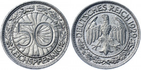 Germany - Weimar Republic 50 Reichspfennig 1929 A
KM# 49 AKS# 40; J. 324; Nickel 3.50 g.; Mint: Berlin; AUNC