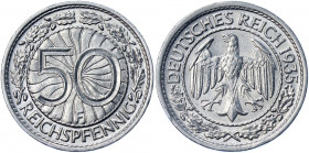Germany - Weimar Republic 50 Reichspfennig 1935 F
KM# 49 AKS# 40; J. 324; Nickel 3.54 g.; Mint: Stuttgart; UNC