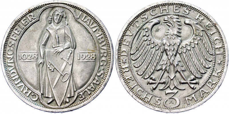 Germany - Weimar Republic 3 Reichsmark 1928 A Commemorative Issue
KM# 57; J. 33...