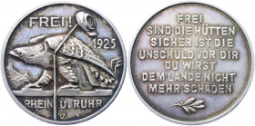 Germany - Weimar Republic Silver Medal "Liberation of the Rhine and Ruhr" 1925
Silver 15.23 g., 33.5 mm; by Lauer; Obv: FREE! - 1925, eagle behind a ...