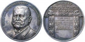 Germany - Weimar Republic Silver Medal "Paul von Beneckendorff & Hindenburg" 1925
Silver 14.40 g., 35 mm; by Lauer; Election Paul v. Hindenburgs as R...